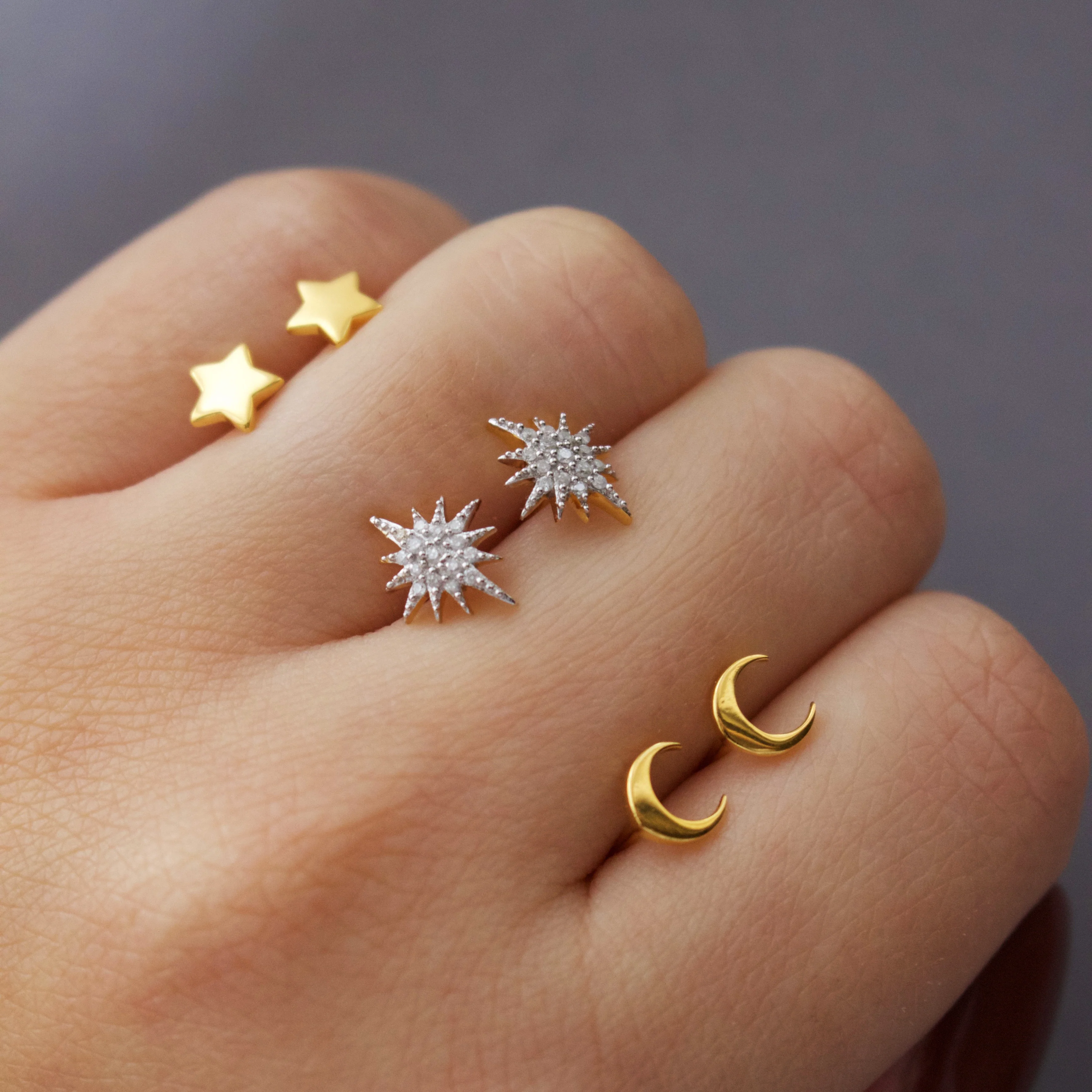 Diamond Starburst Stud Earring - Image 4