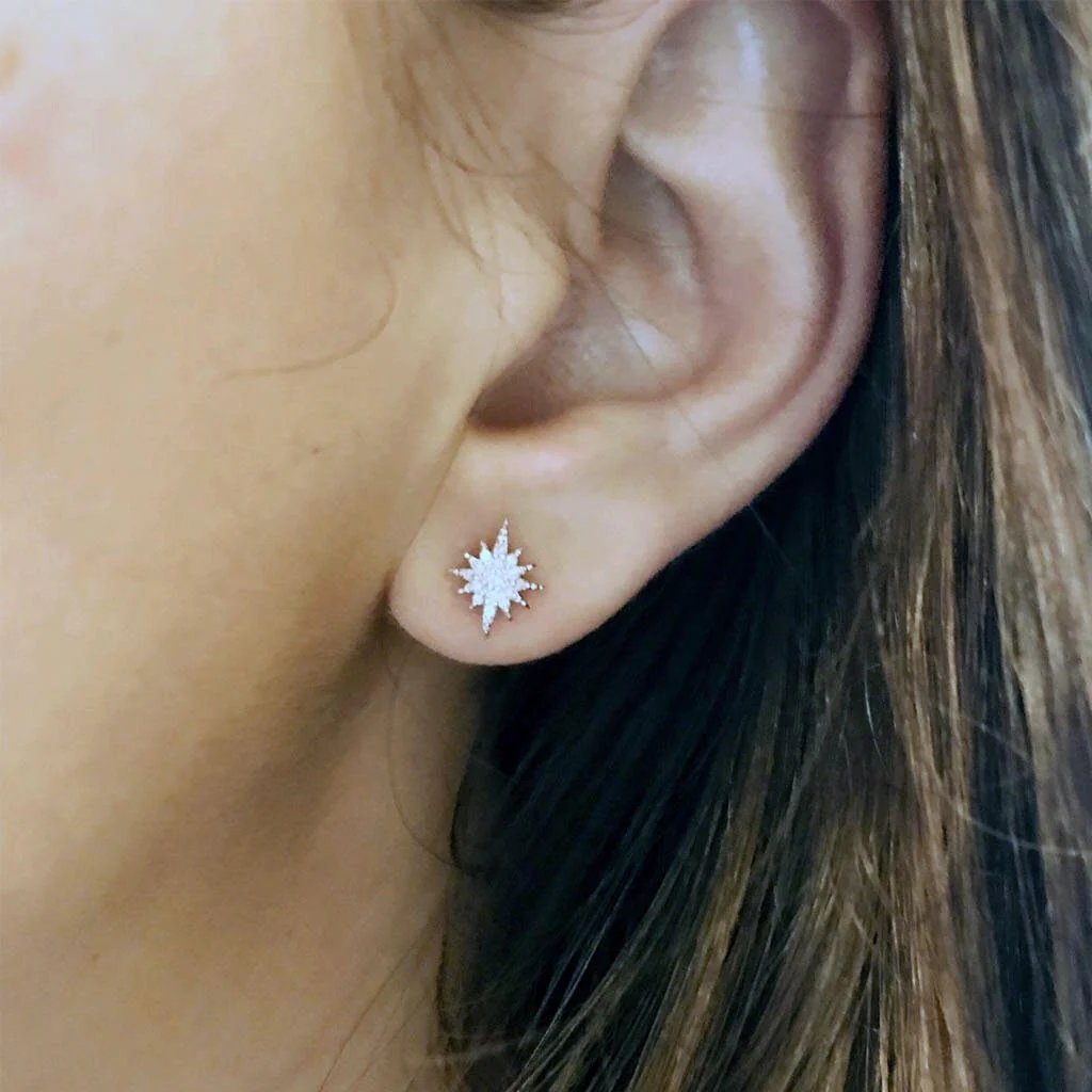 Diamond Starburst Stud Earring - Image 5