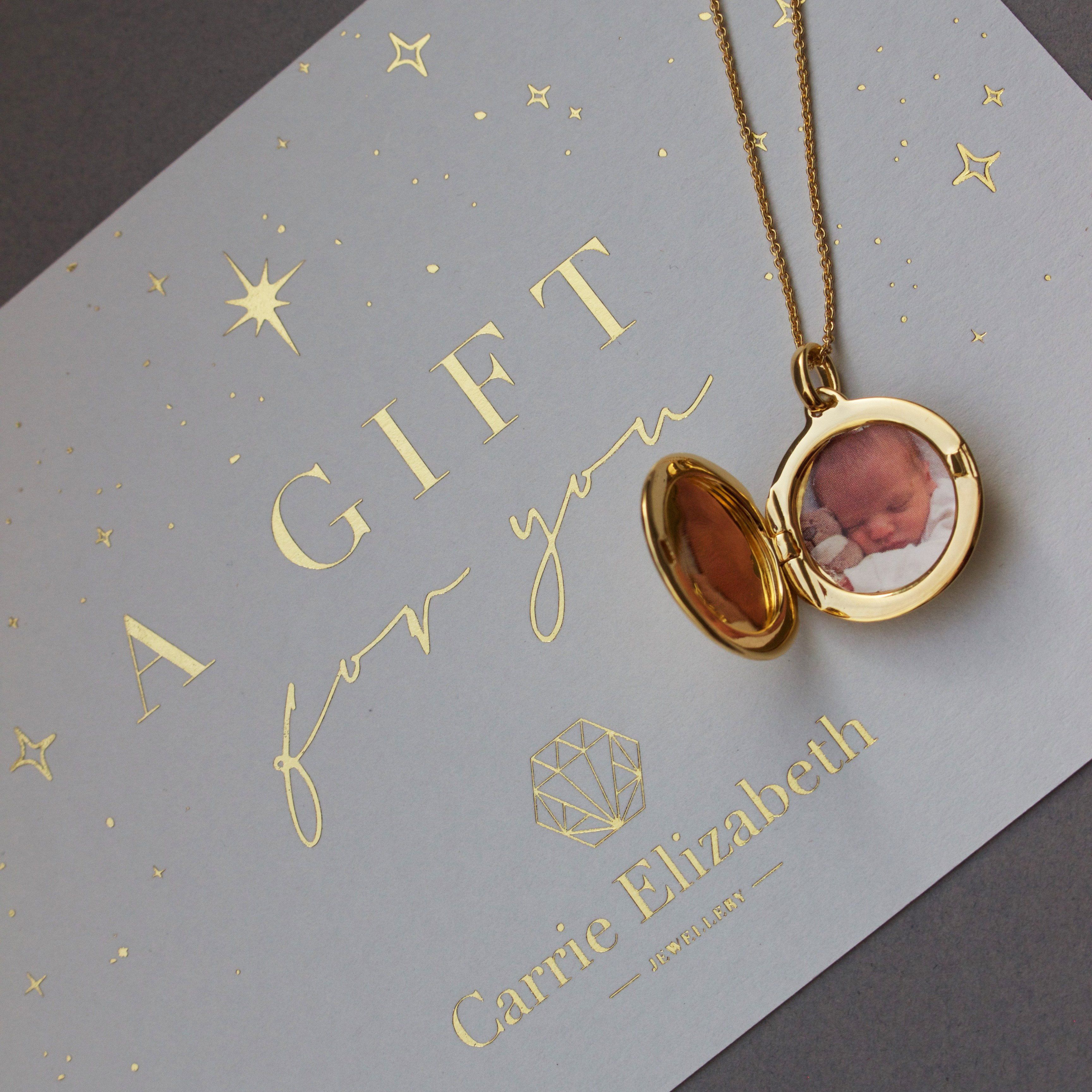 Engraved Initial Locket Necklace with Diamond Detail - Image 10