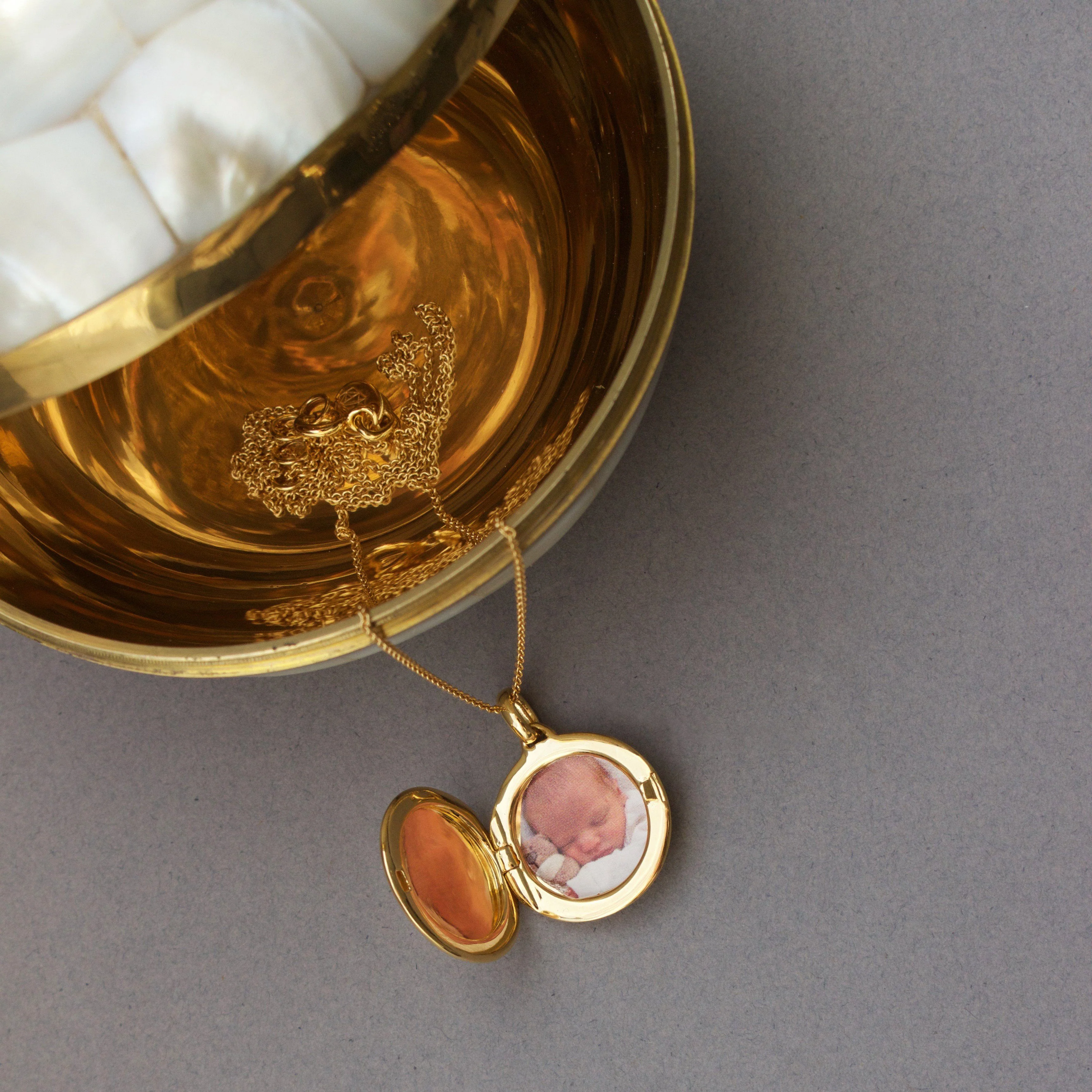 Engraved Initial Locket Necklace with Diamond Detail - Image 11