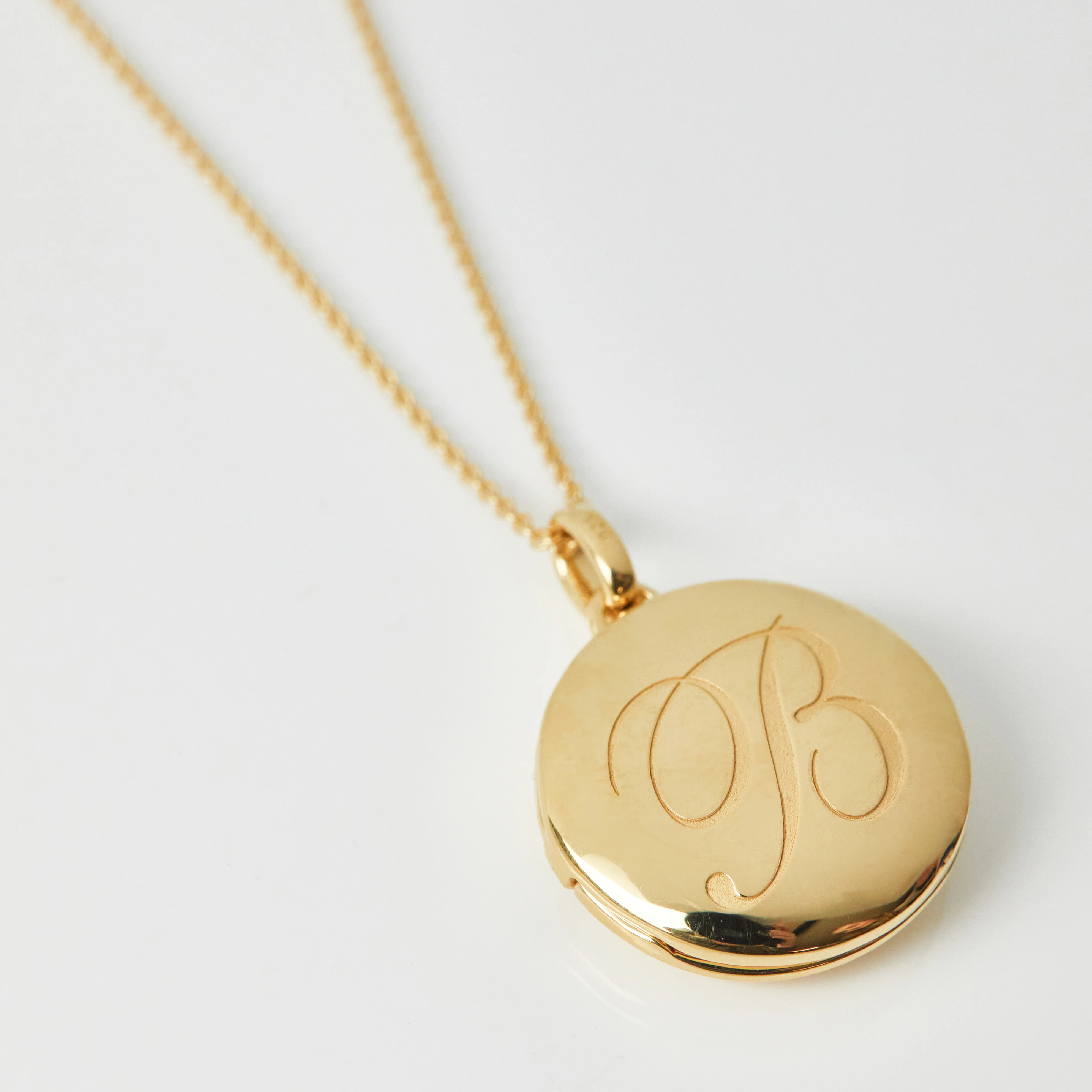 Engraved Initial Locket Necklace with Diamond Detail - Image 17