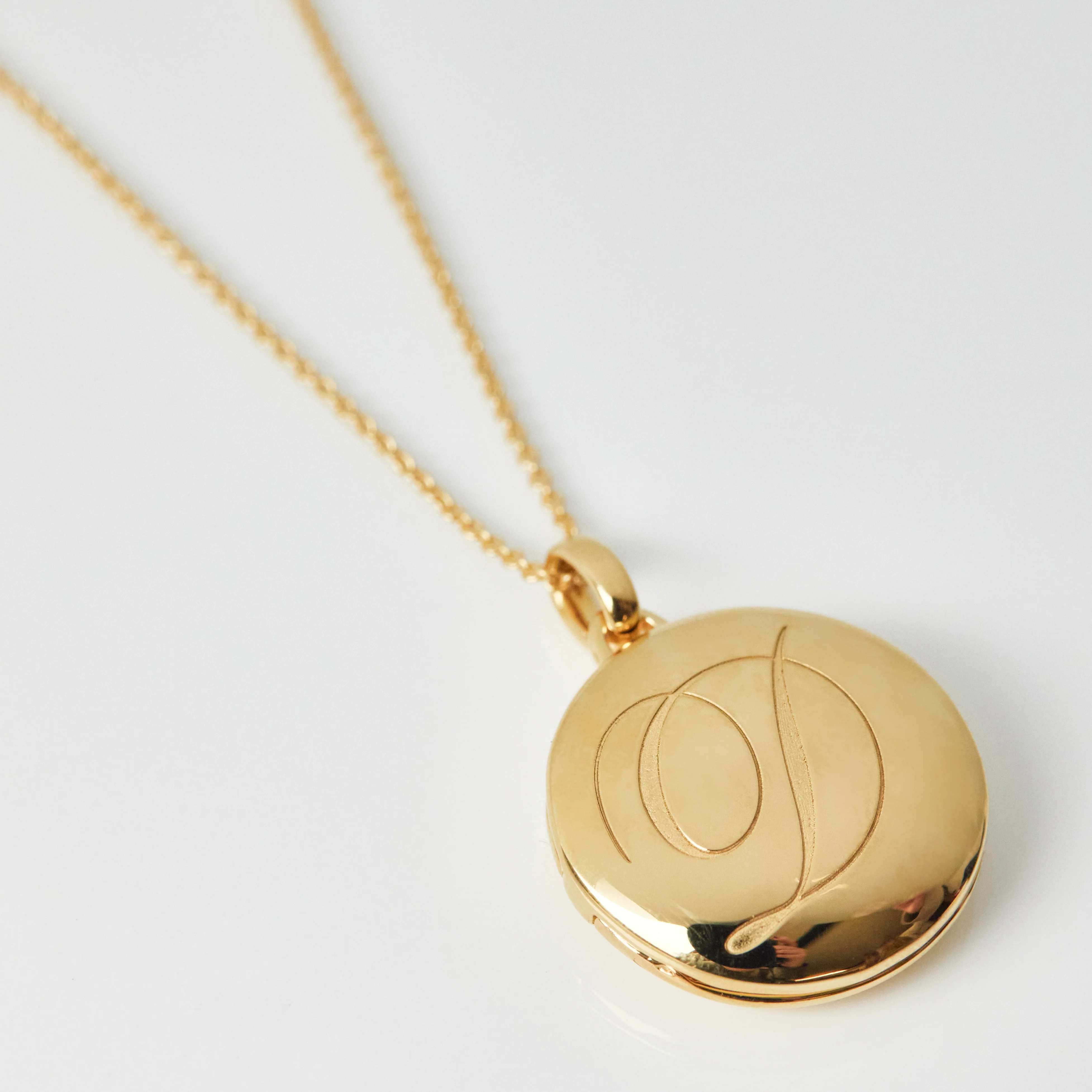 Engraved Initial Locket Necklace with Diamond Detail - Image 18