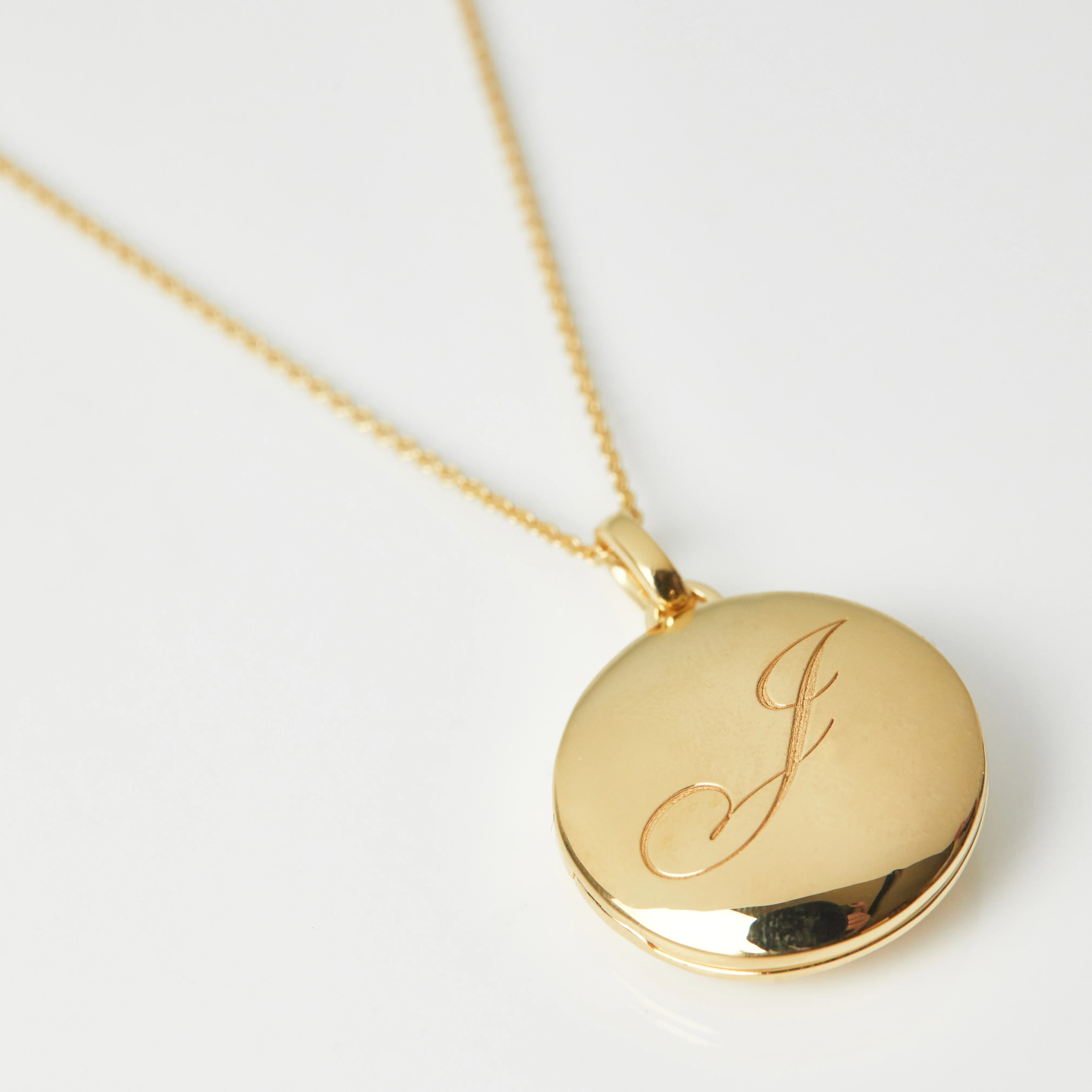 Engraved Initial Locket Necklace with Diamond Detail - Image 19
