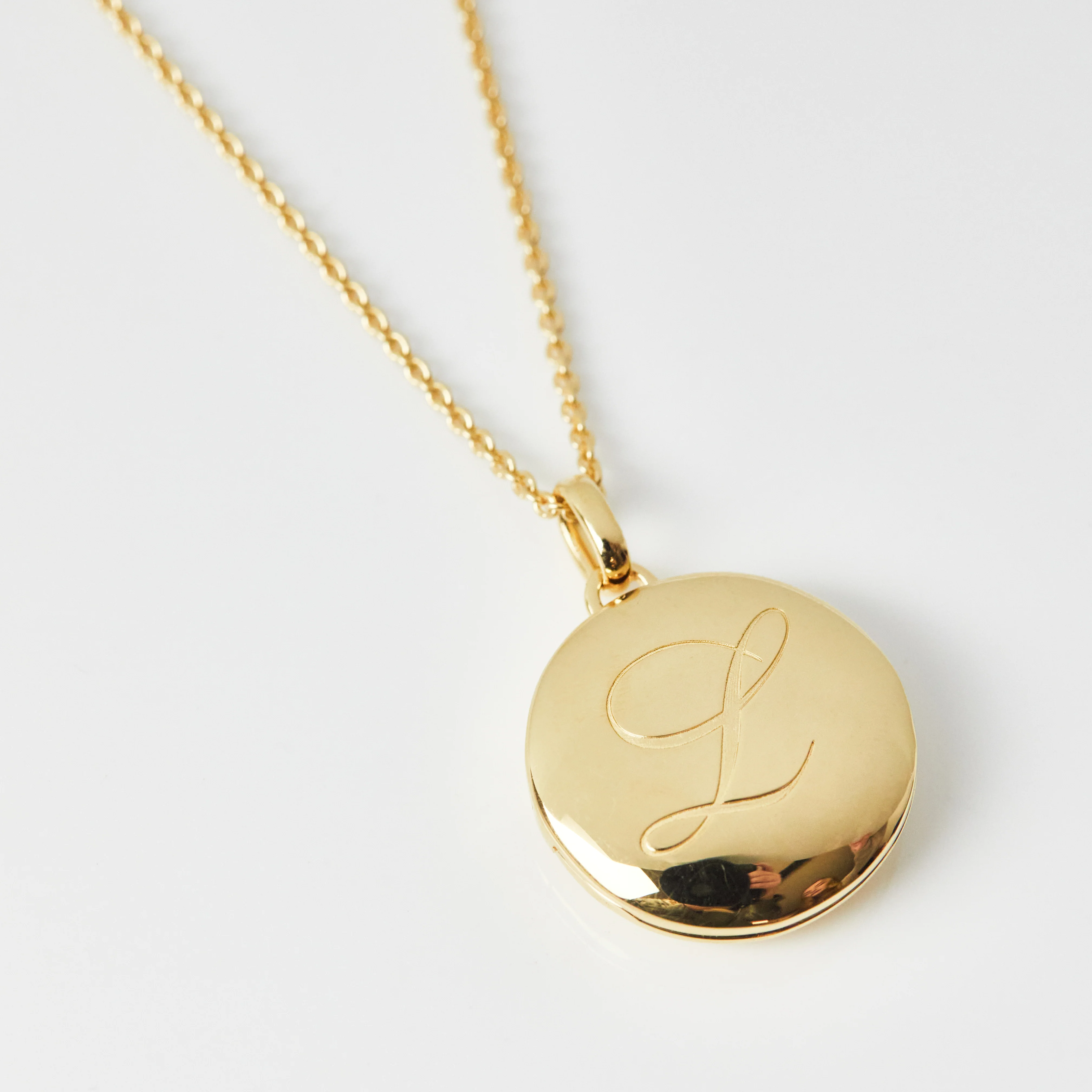 Engraved Initial Locket Necklace with Diamond Detail - Image 21