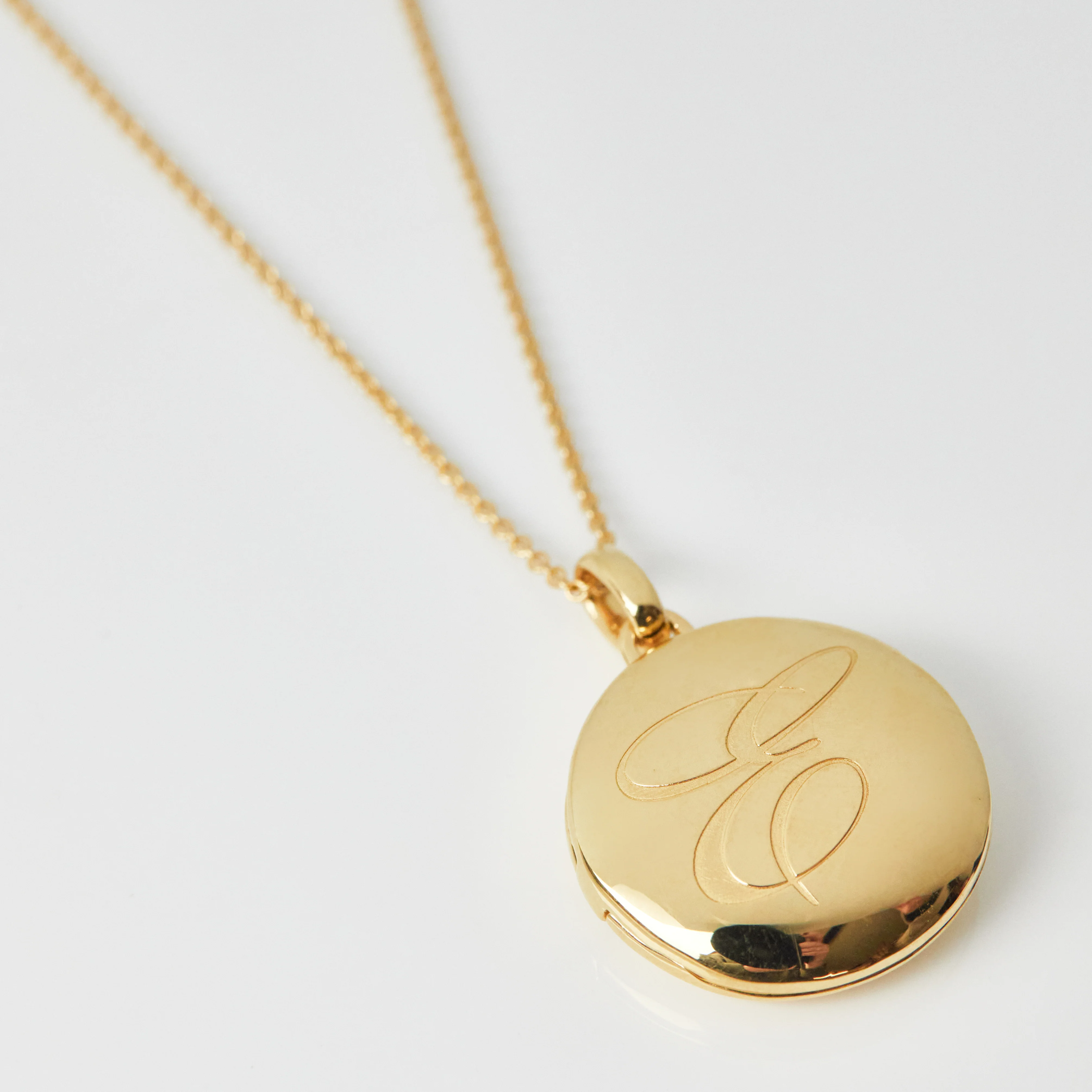 Engraved Initial Locket Necklace with Diamond Detail - Image 22