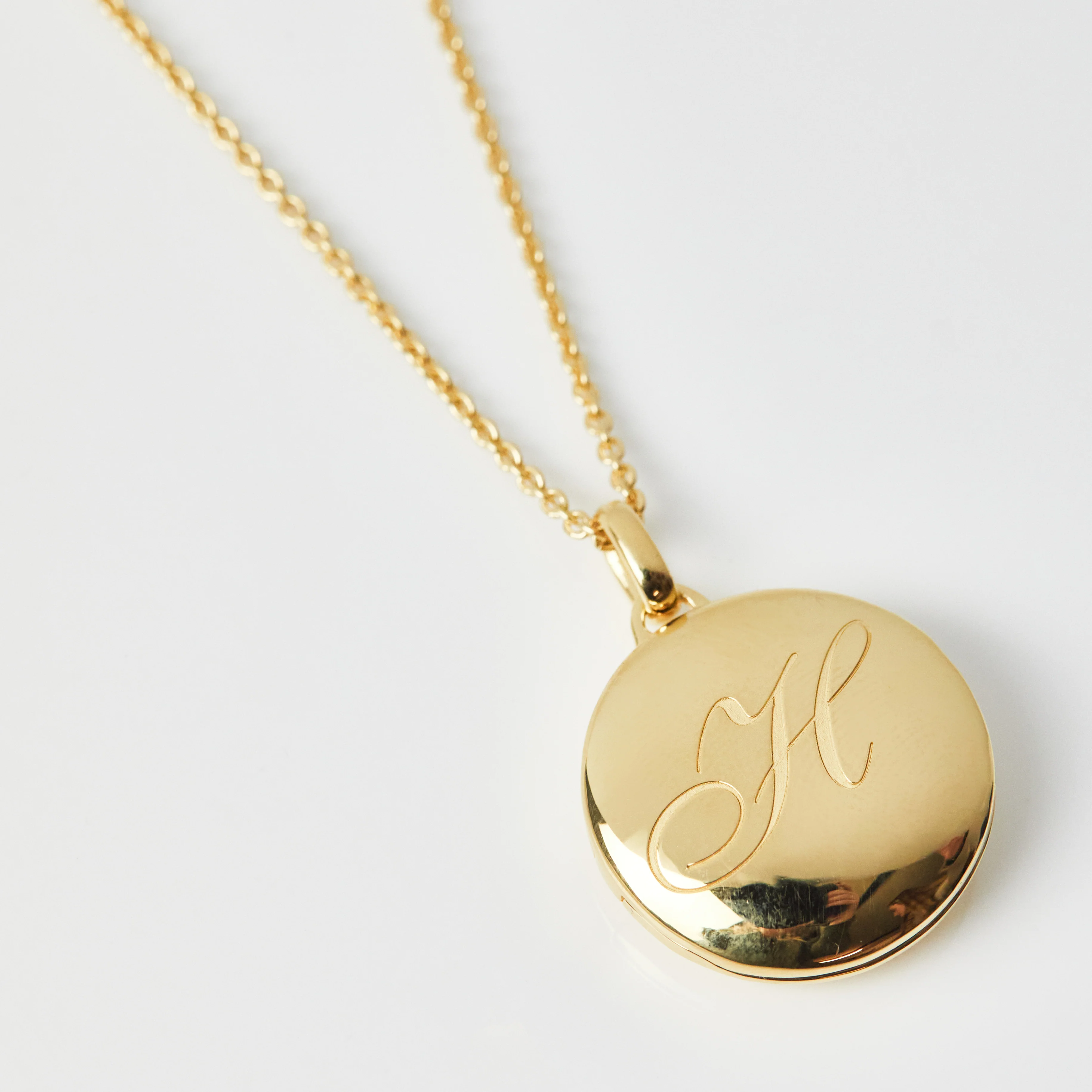 Engraved Initial Locket Necklace with Diamond Detail - Image 23