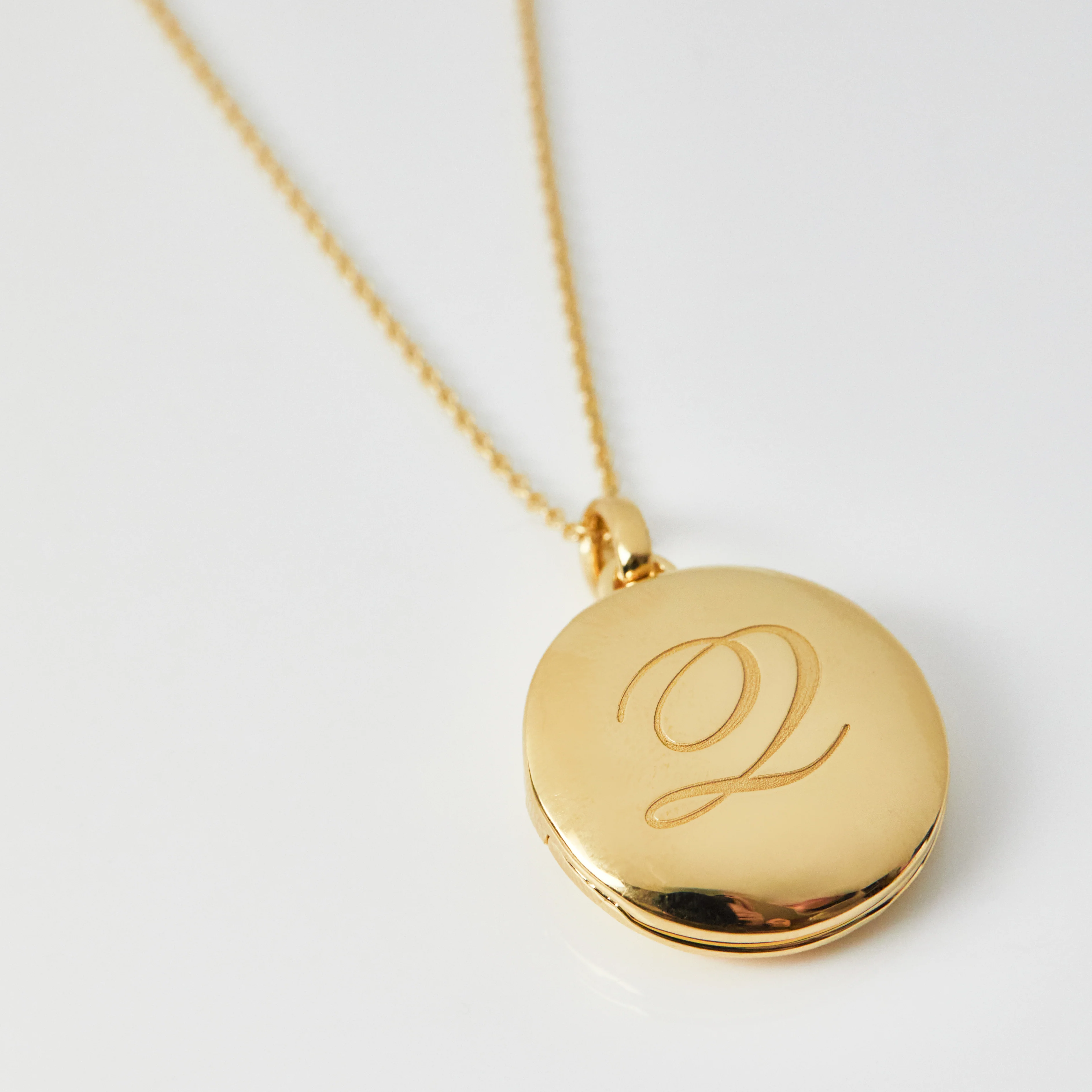 Engraved Initial Locket Necklace with Diamond Detail - Image 25