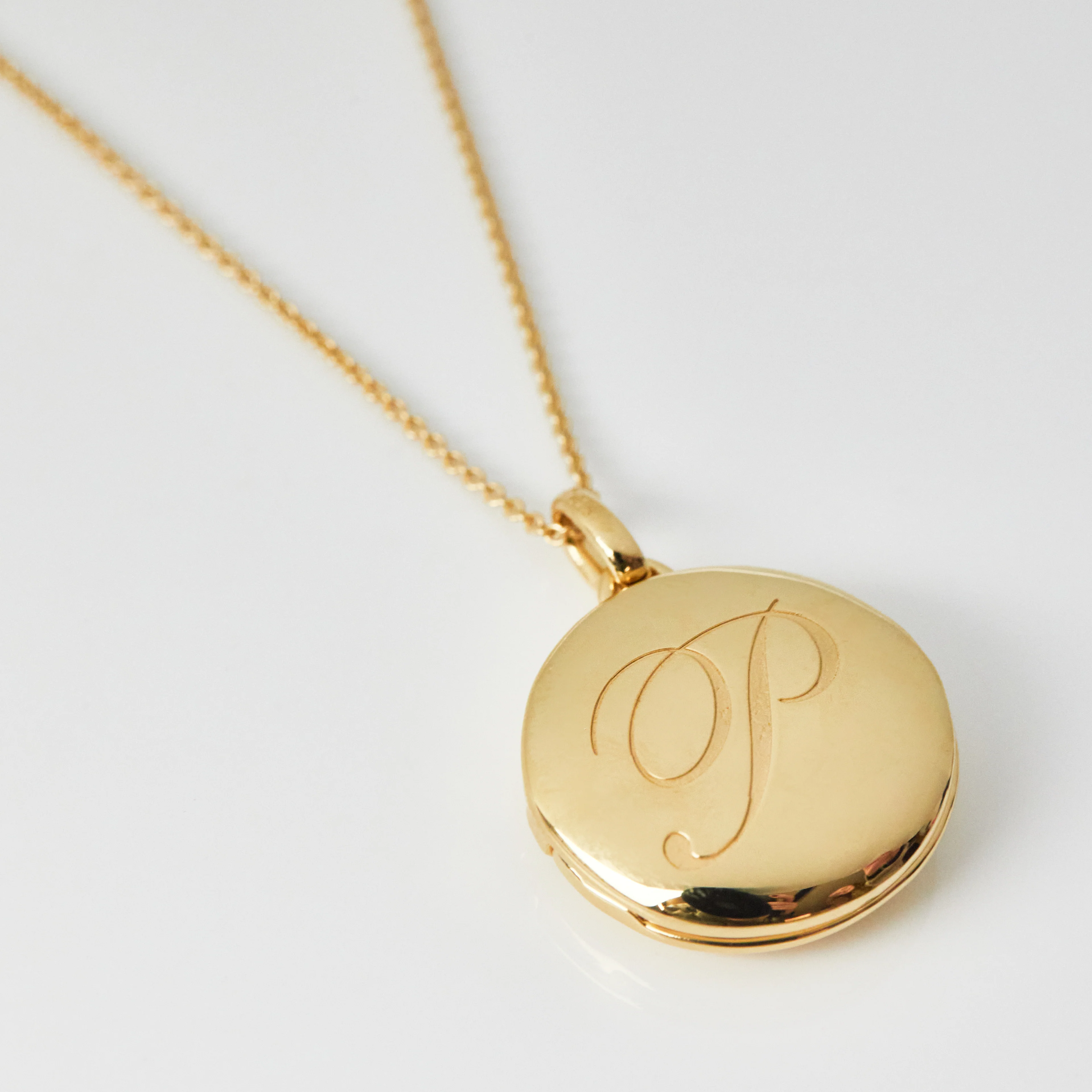 Engraved Initial Locket Necklace with Diamond Detail - Image 26