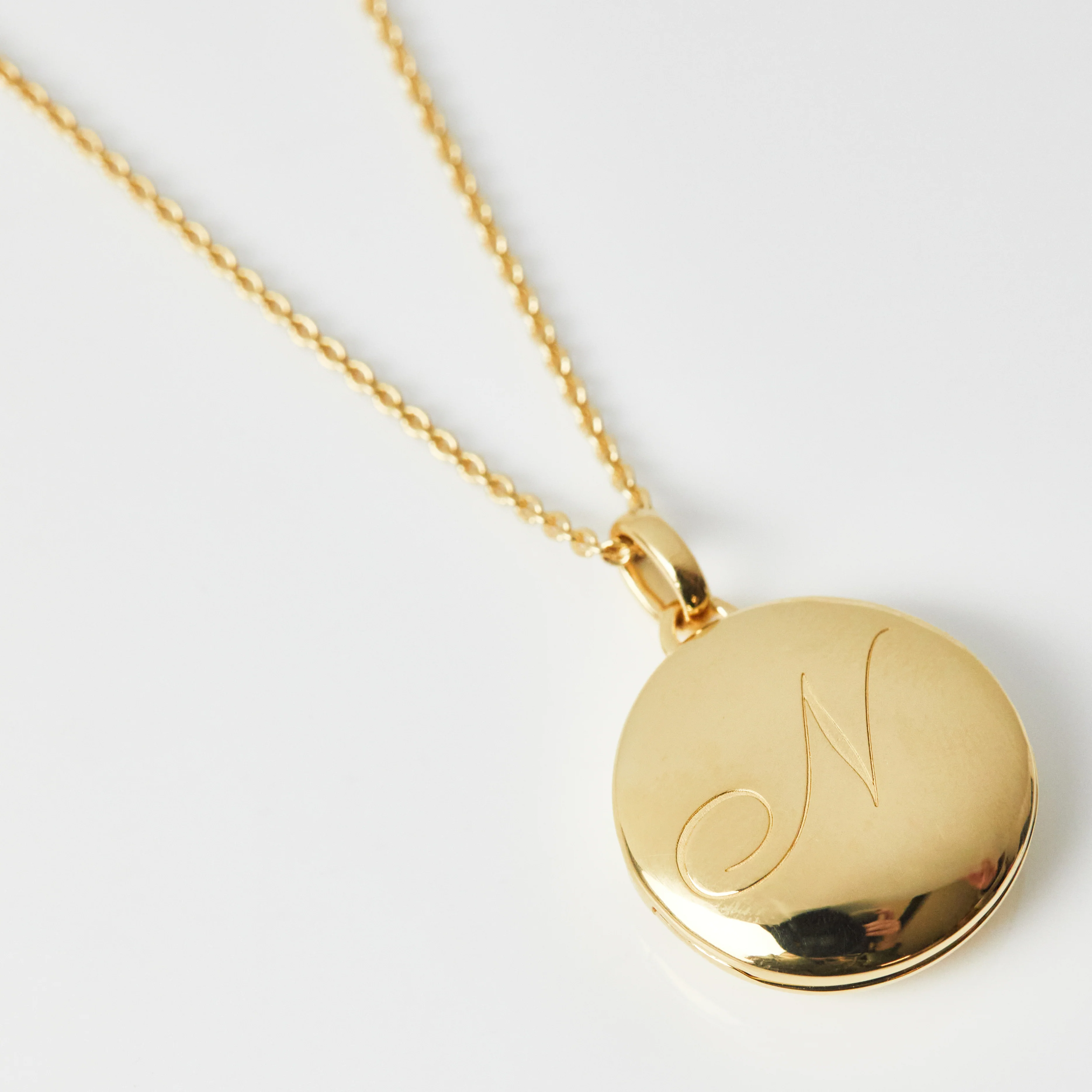 Engraved Initial Locket Necklace with Diamond Detail - Image 27