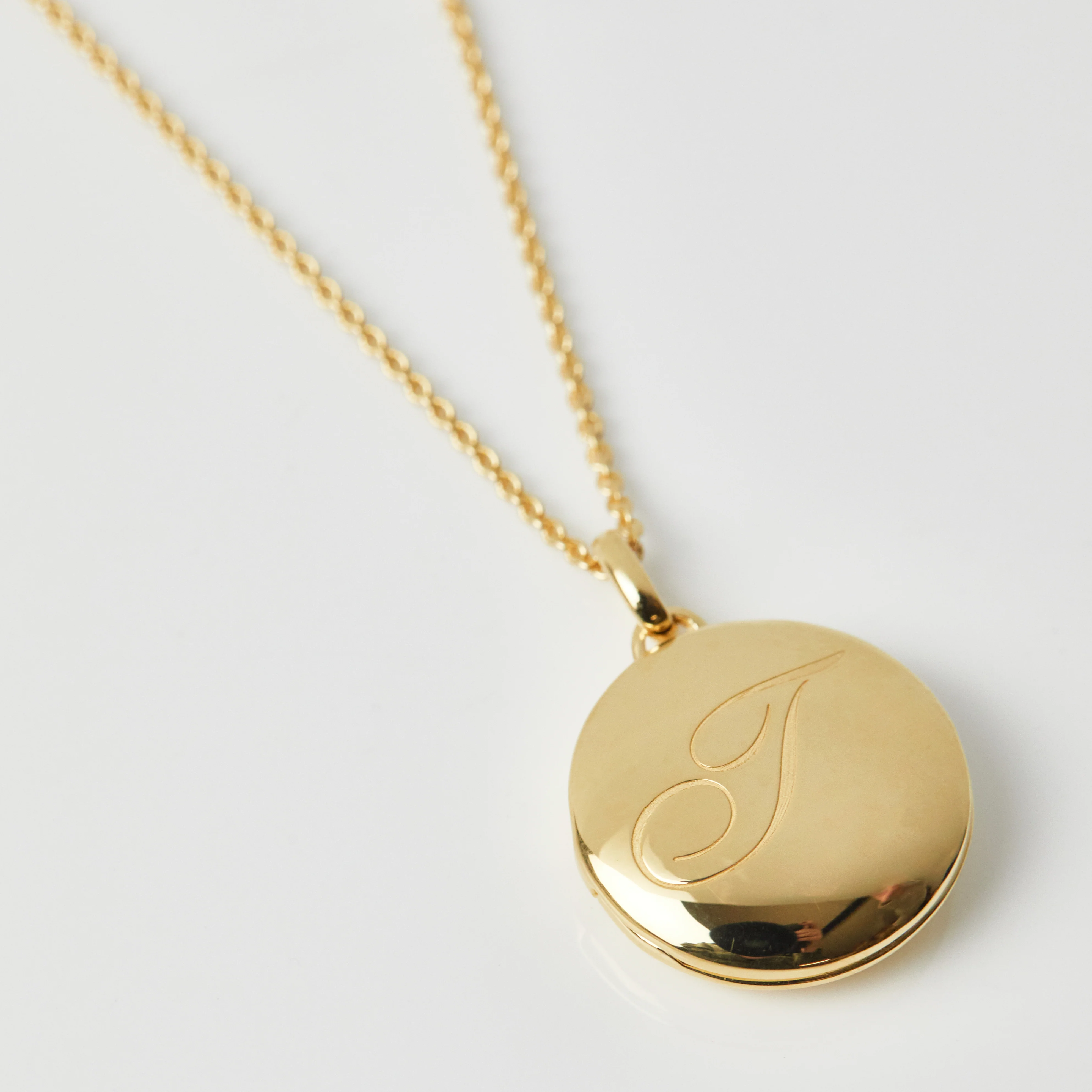 Engraved Initial Locket Necklace with Diamond Detail - Image 29