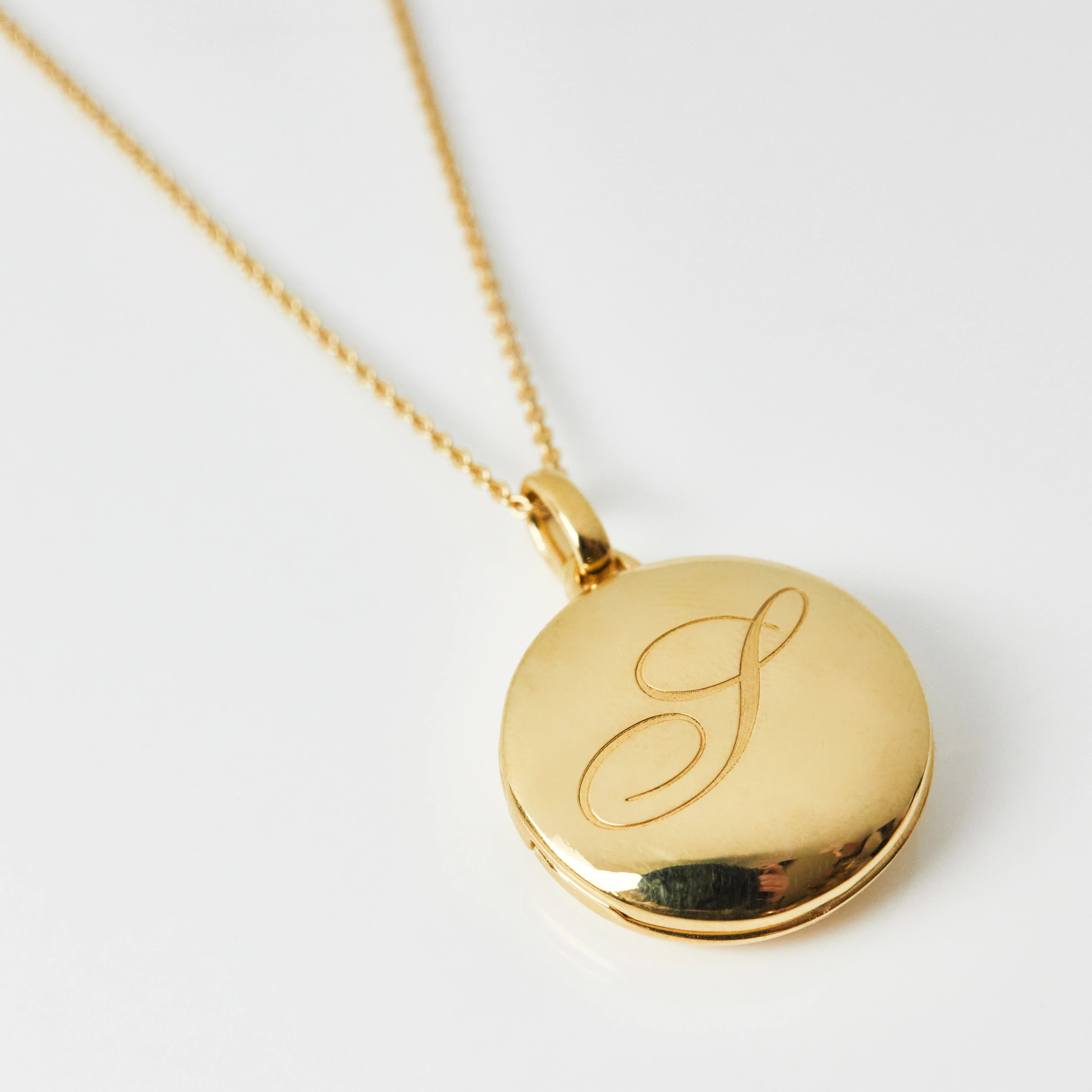 Engraved Initial Locket Necklace with Diamond Detail - Image 30