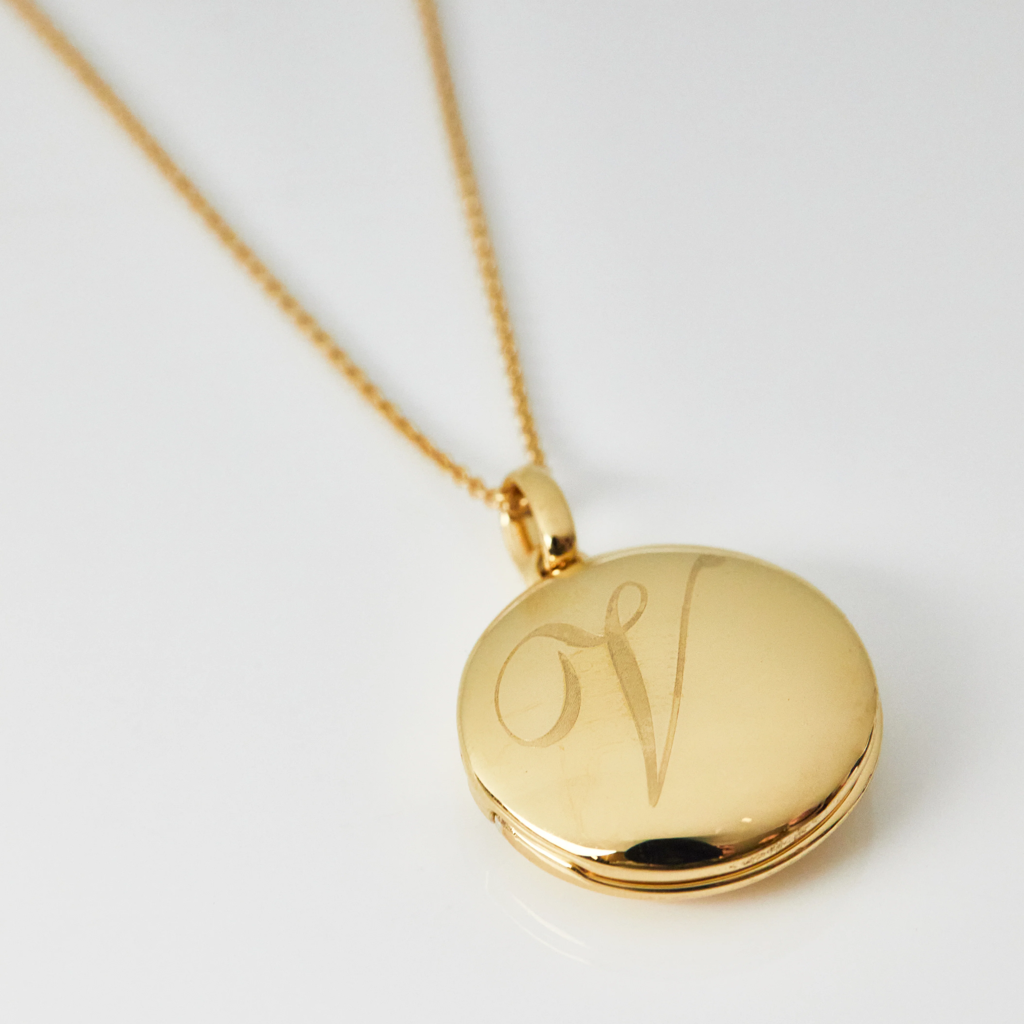 Engraved Initial Locket Necklace with Diamond Detail - Image 32
