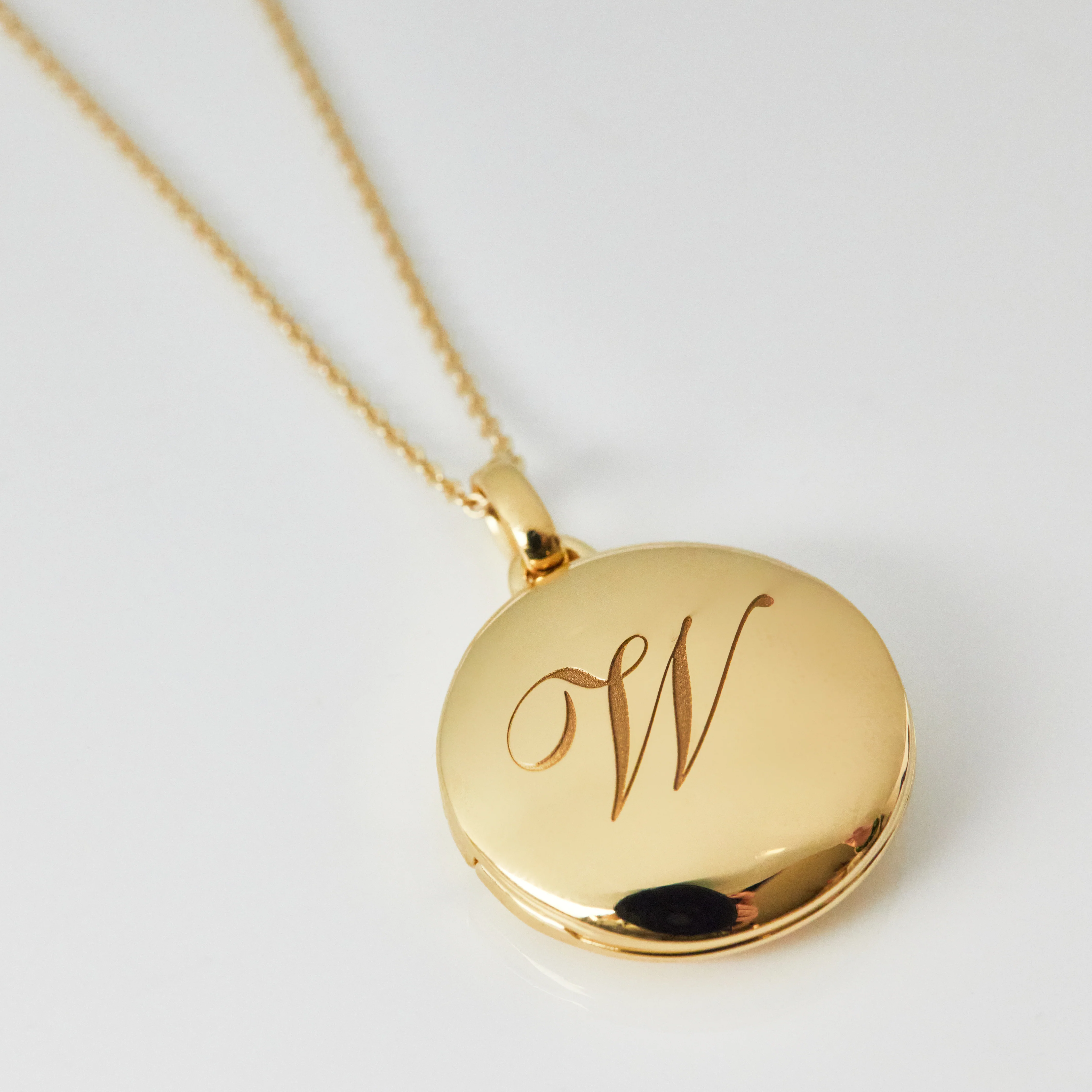 Engraved Initial Locket Necklace with Diamond Detail - Image 33