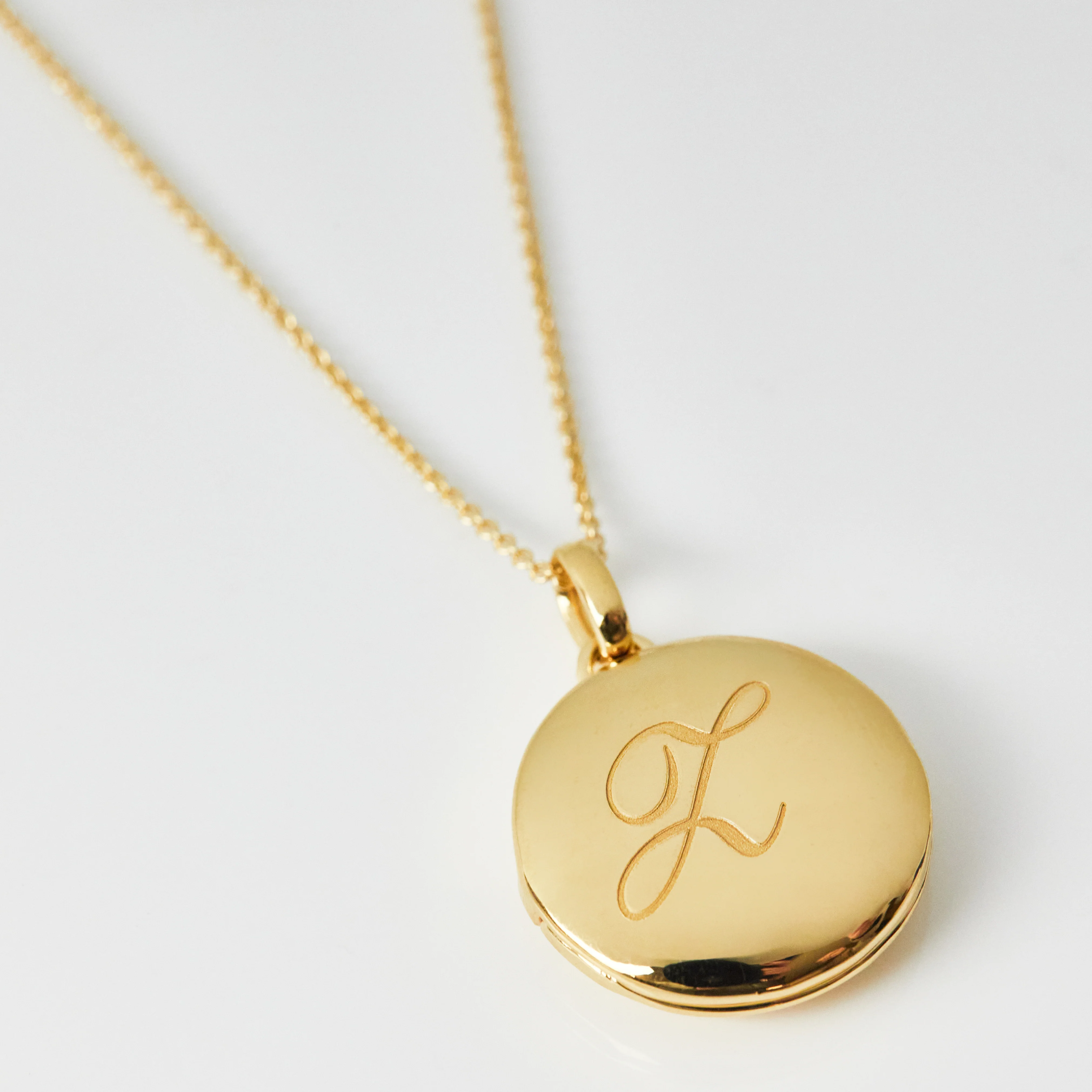 Engraved Initial Locket Necklace with Diamond Detail - Image 35
