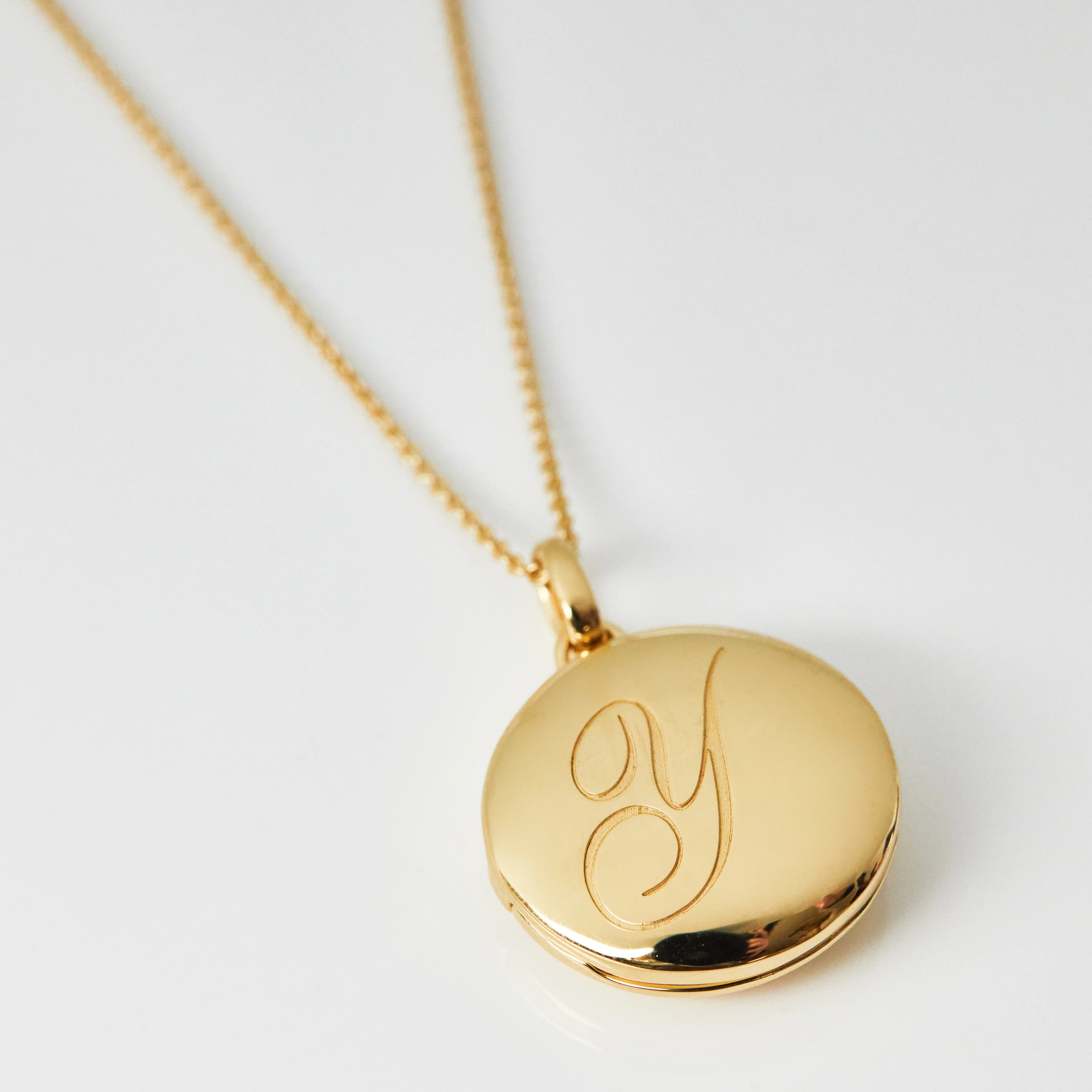 Engraved Initial Locket Necklace with Diamond Detail - Image 36