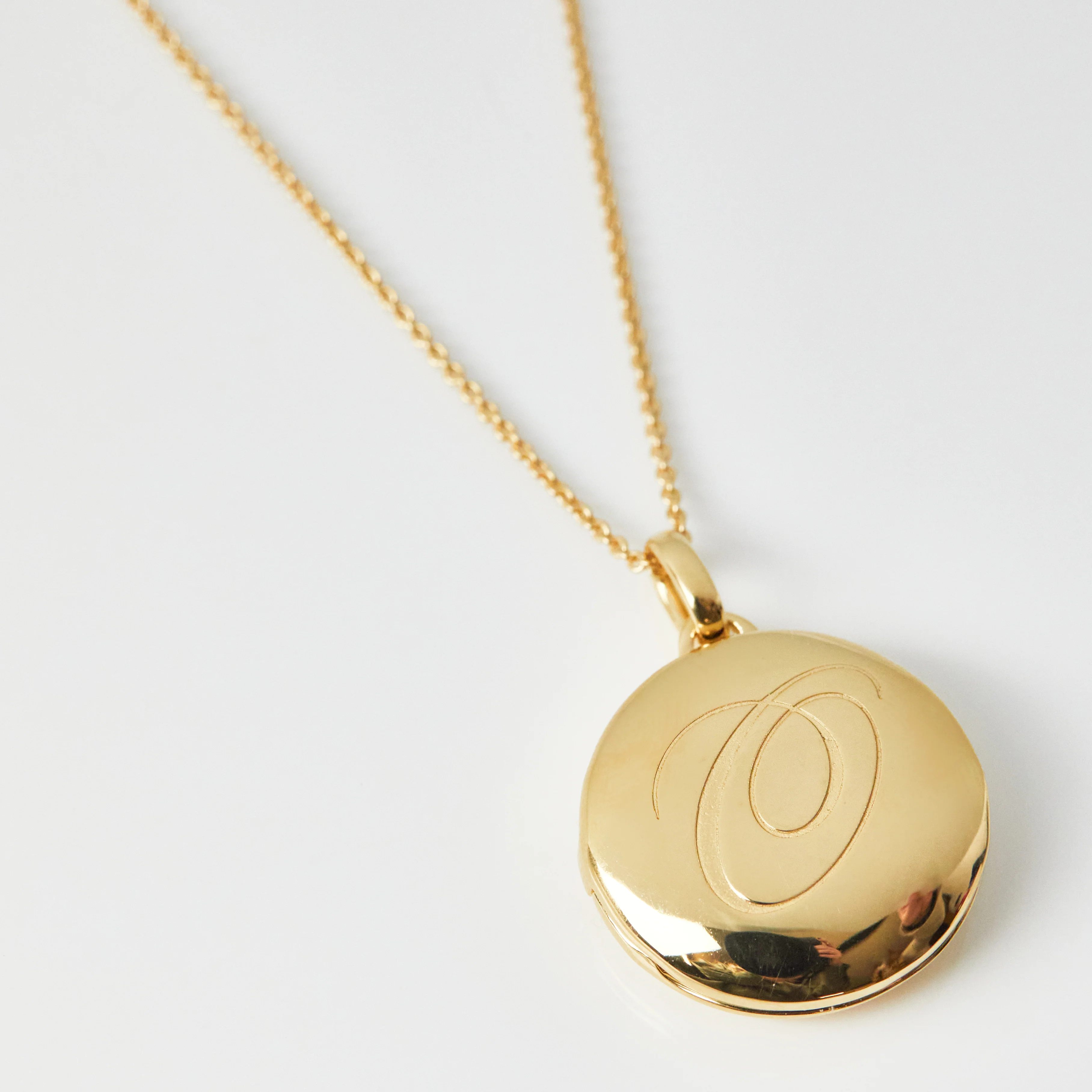Engraved Initial Locket Necklace with Diamond Detail - Image 37